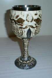 Gothic kelk met vampieren doodskop  - 17 cm hoog