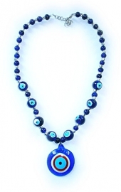 Glazen ketting boze oog blauw 1