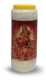 Noveenkaars Durga op Tijger - 6 x 6 x 17 cm