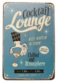 Blikken metalen wandbord Cocktail Lounge 20 x 30 cm