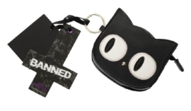 Banned Apparel - Eye of the beholder - portemonnee met katdessin en sleutelhanger - 11 cm breed
