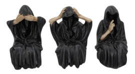 Horen Zien Zwijgen Drie Magere Hein Grim Reaper Beelden - 8 cm hoog