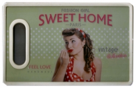 Retro snijbord / boterhambord Sweet Home - 16 x 25 cm