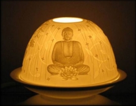 Porseleinen sfeerlicht / theelichthouder Zen Boeddha