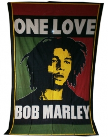 Een persoons bedsprei, wandkleed Bob Marley One Love - 120 x 200 cm