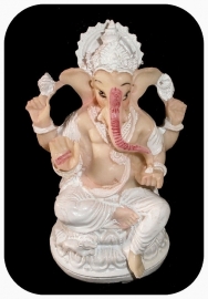 Ganesha wit met rat 11 cm hoog