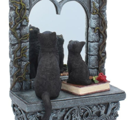 Familiar Reflection - Gothic Wicca spiegel met zwarte katten - 35.5cm