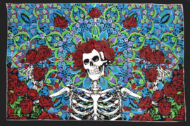 Een persoons bedsprei, wandkleed Catrina Day of the Dead Skelet - 120 x 220 cm