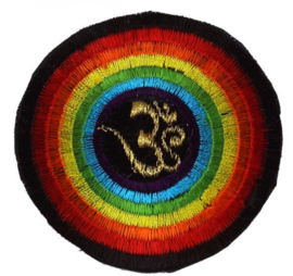 Etnisch Fabriek Patch Jasdecoratie uit Nepal - OHM Regenboog - 5.5 cm doorsnee