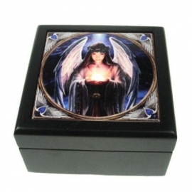 Jewelry box Yule Angel by Anne Stokes - 12 x 12 x 7 cm