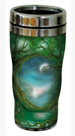 RVS Thermos reisbeker - Wicca Groene Man - Day and Night - 19,5 cm - 47 cl