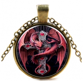 Glazen hanger met ketting Gothic Guardian van Anne Stokes