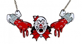 Kreepsville Gothic Ketting horror clown wit-rood