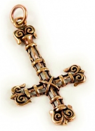 Ketting brons open omgekeerd kruis
