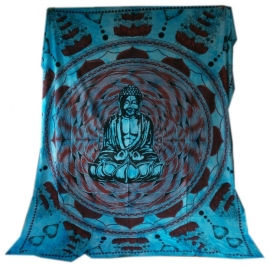 Bedsprei / wandkleed Boeddha turquoise 200 x 220 cm