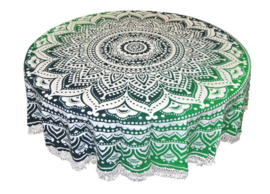 Ronde mandala doek bedsprei wandkleed tafelkleed vloerkleed groen - 180 cm doorsnee