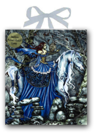 Keramieke wandtegel - Gothic Fee op Paard met Uil - Rhiannon - dessin Amy Brown - 20 x 25 cm