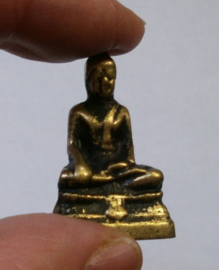 Minibeeld  Akshobya wijsheidsboeddha  - messing - 3,5 cm hoog