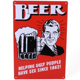 Blikken metalen wandbord Beer cartoon 1 20 x 30 cm