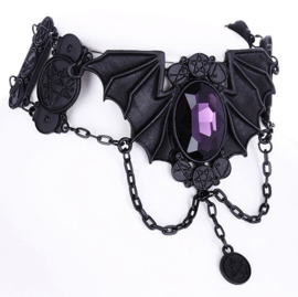 Restyle zwarte vleermuis choker - Necronomicon bat collier