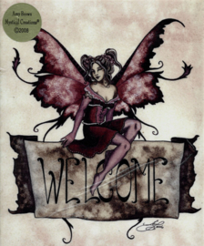 Keramieke wandtegel - Gothic Fee - Welcome - dessin Amy Brown - 20 x 25 cm