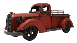 Miniatuur auto oldtimer truck rood - 32  x 14,5  x 14,5 cm