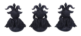 Three Wise Baphoboo - Baphomet beelden horen zien zwijgen - 13.4 cm hoog