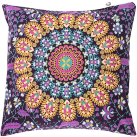 Indiase Katoen Boho Mandala Kussenhoes Plum Geel - 40 x 40 cm