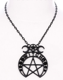 Restyle zwarte nekketting - Witch Moon - Occulte hekserij maanfasen collier