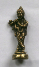 Minibeeld messing Krishna met fluit 4 cm hoog