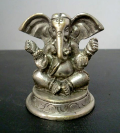 Ganesha beeld verzilverde brons 6 cm hoog