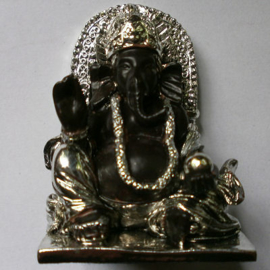 Zittende Ganesha Beelden Zilver Bruin - zet van 4 - 5.5 X 4 X 6 cm