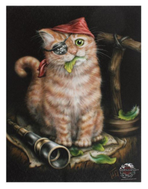 Pirate Kitten - canvas wandbord - Linda M Jones - 25 x 19 cm