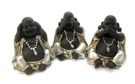 Happy Boeddha's set van 3 - Horen Zien Zwijgen - 8 cm hoog