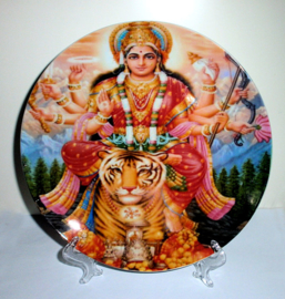 Sierbord met standje - Zittende Durga - 21 cm doorsnee