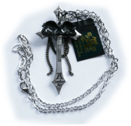 Alchemy Gothic nekketting - Golgotha - kruis met doodskoppen