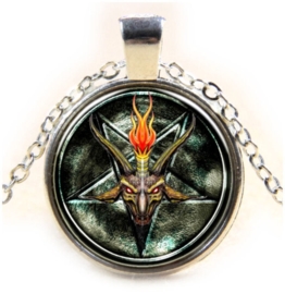 Glazen hanger met ketting Baphomet 6