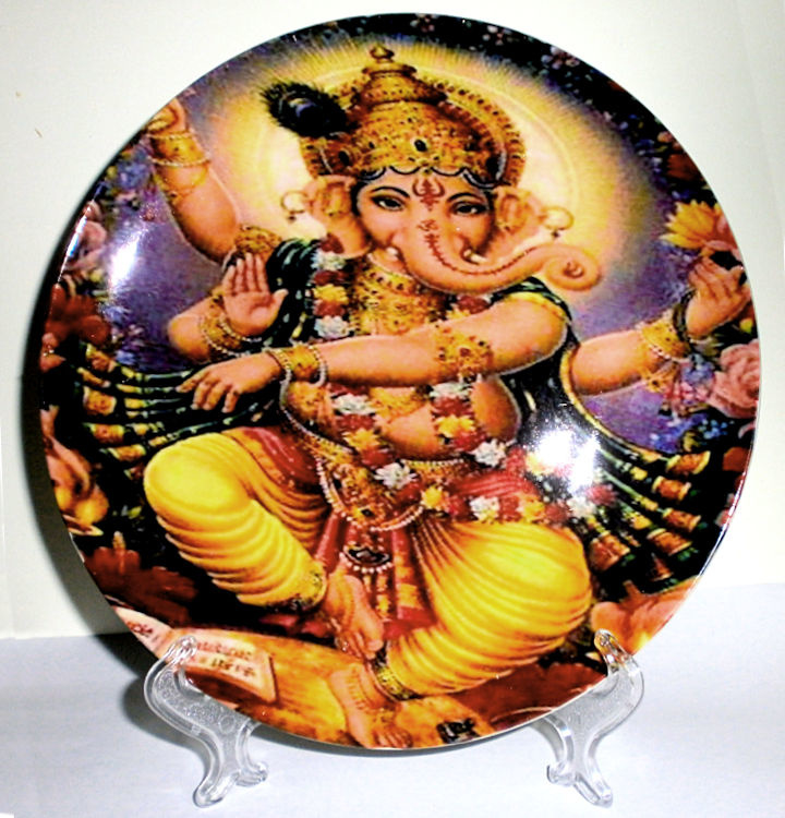 Sierbord met standje - Dansend Ganesha - 21 cm doorsnee