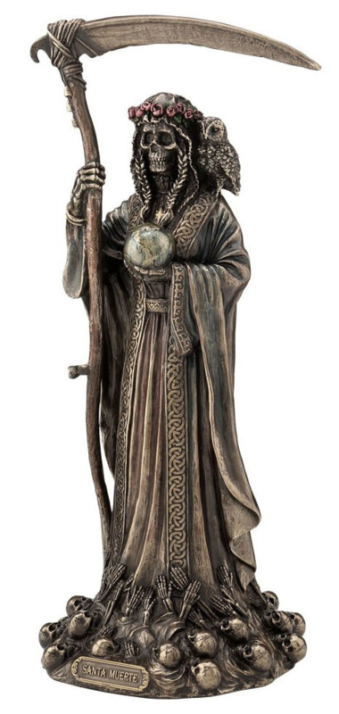 Santa Muerte Magere Hein Dag van de Doden bronskleurig beeld 29 cm hoog