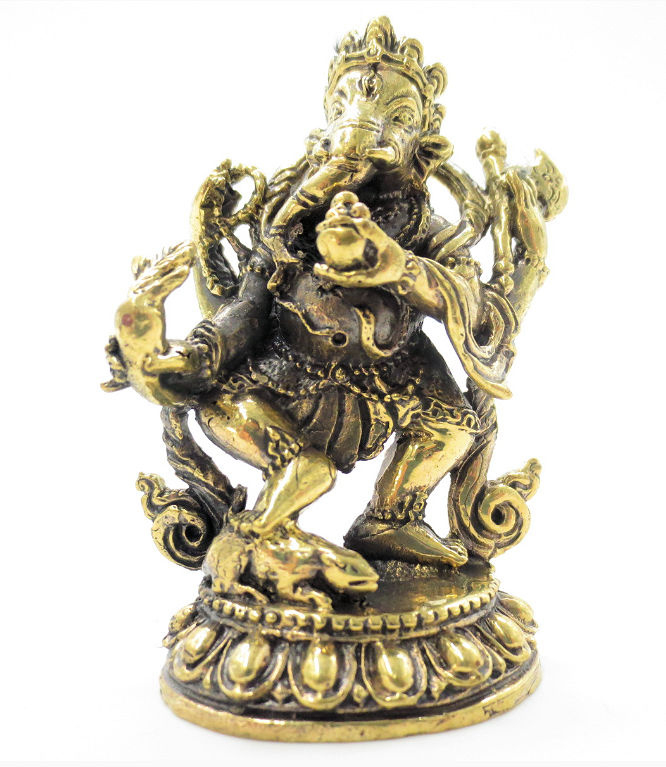 Messing Beeld Dansend Ganesha - 7.5 cm hoog