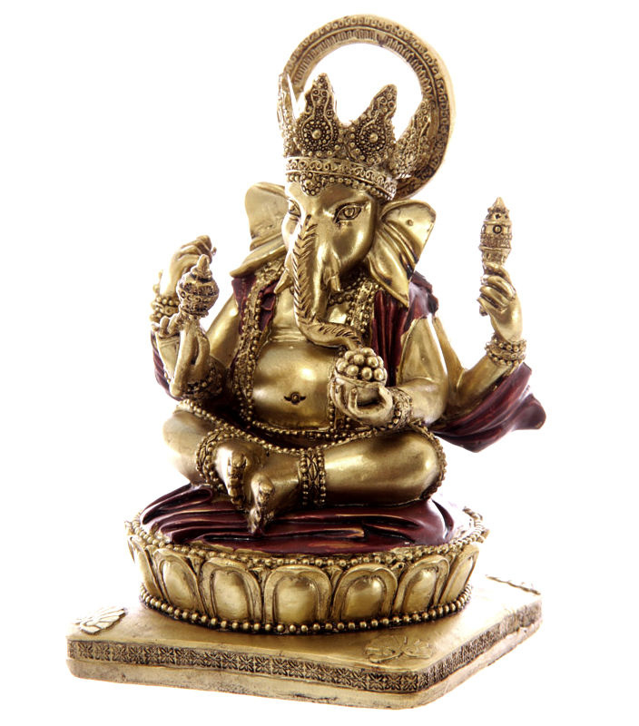 Beeld Ganesha rood goud 14 cm hoog