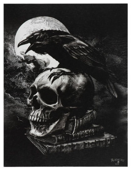 Alchemy England canvas wandbord - Poe's Raven - 19 x 25 cm
