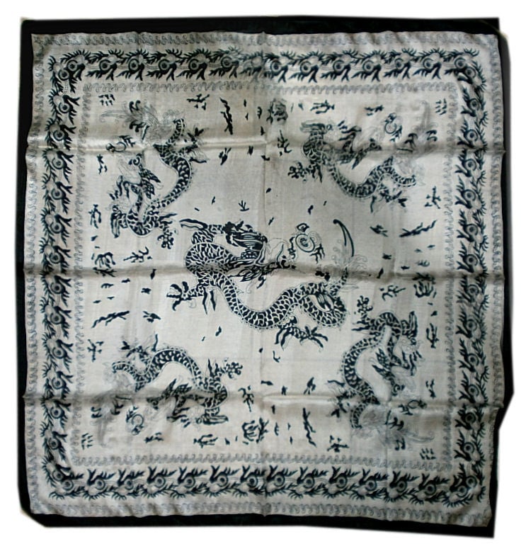 Legende Speels motor Indiase zijden sjaal chinese draak z.w. 2 - 1 x 1 meter | Zijden sjaals |  WEBWINKEL EXOTIEK