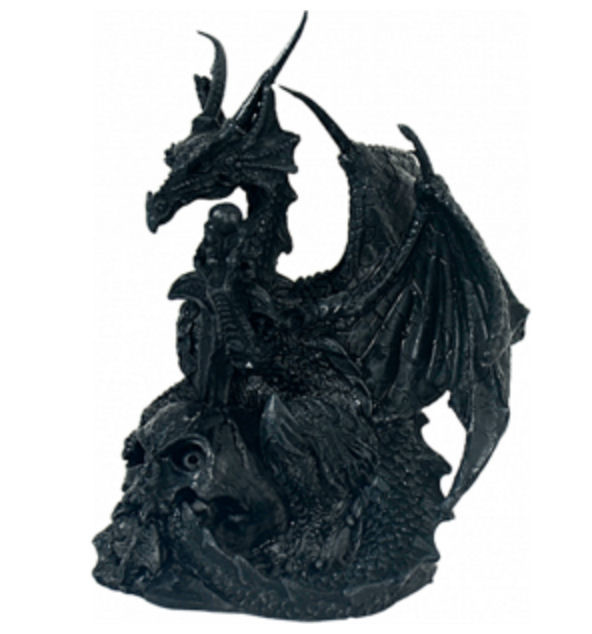 Gothic draak - beeld met doodskop 12 hoog | Gothic draken beelden | WEBWINKEL EXOTIEK
