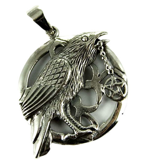 925 zilveren kettinghanger Raven with Pentagram - dessin Lisa Parker 3 x 2.7 cm