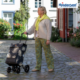 Boodschappenwagen met 4 wielen, ook om te duwen, Quattro Shopper Signe Zwart