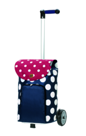 Boodschappenwagen voor achter de fiets, Unus Shopper Dots Blauw