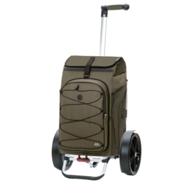 Boodschappenwagen met extra grote wielen voor achter de fiets, Tura Shopper Fado 3.0 olijf