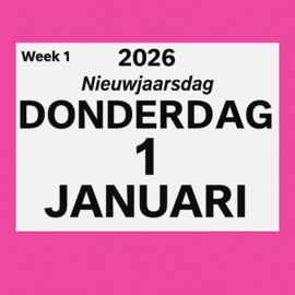 Grootletter dagkalender 2026 in A4-formaat, scheur dagkalender met grote letters en cijfers