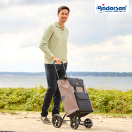 Boodschappenwagen met 4 wielen, ook om te duwen, Quattro Shopper Senta 2.0 zand